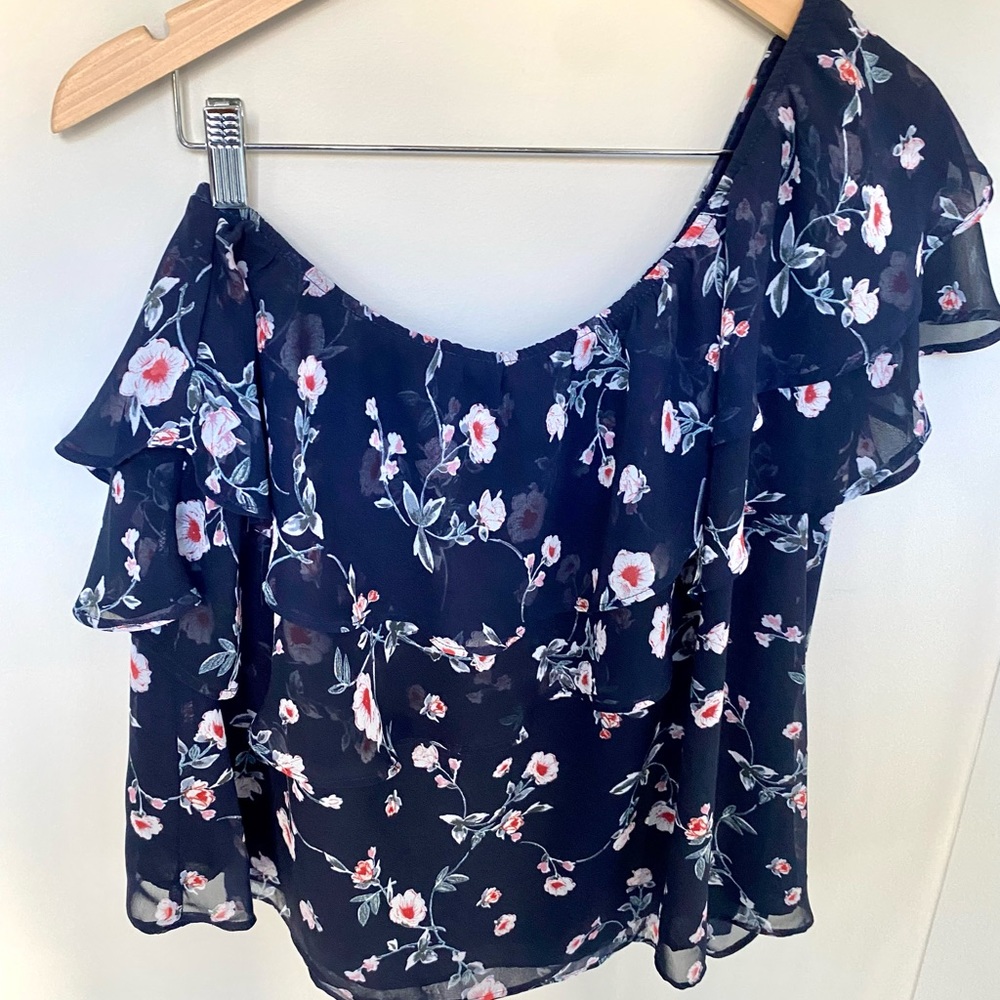 Lulu's Floral Off-Shoulder Women's Top, Sheer Florals